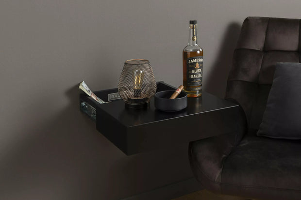 Black sliders Wall shelf with integrated secret compartment